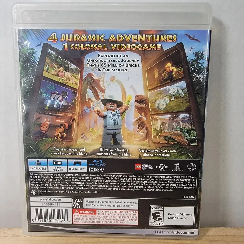 PLAYSTATION 3 Lego: Jurassic World w/ Booklet